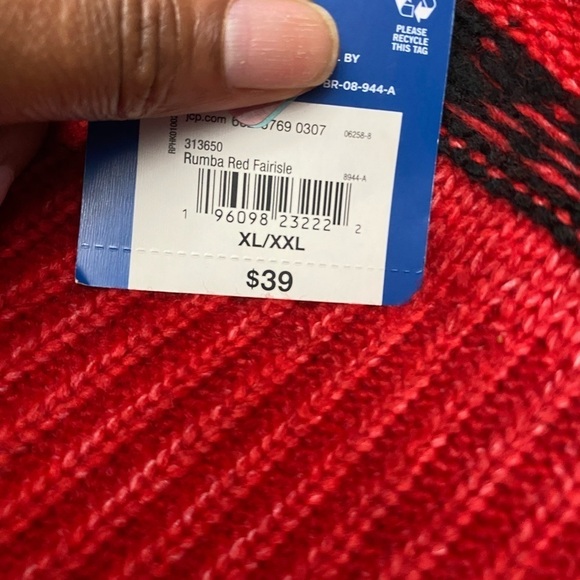 Arizona Jean Rumba Red Fairisle Plus Size Crop Too Sweater XL/XXL - Picture 5 of 7